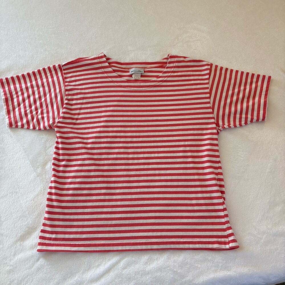 Vintage 90s Willow Bay Striped Boxy T-shirt 100% Cotton Made in the USA